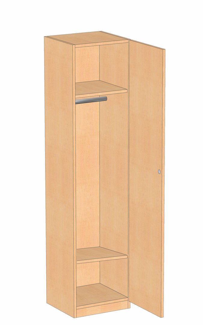 Garderobenschrank 1-türig, Tür rechts, 5 OH, Tiefe 40 cm, Birke