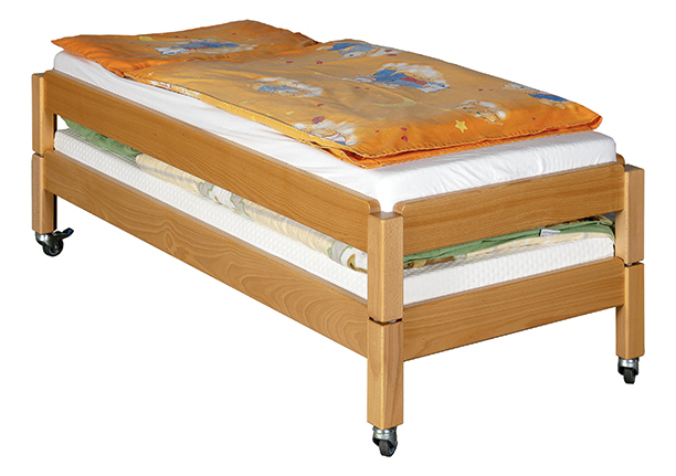 Stapelbett mit Matratze, 2 Größen, mit oder ohne Rollen