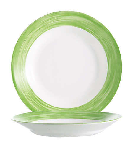 Teller tief 22,5 cm Hartglas Brush Green