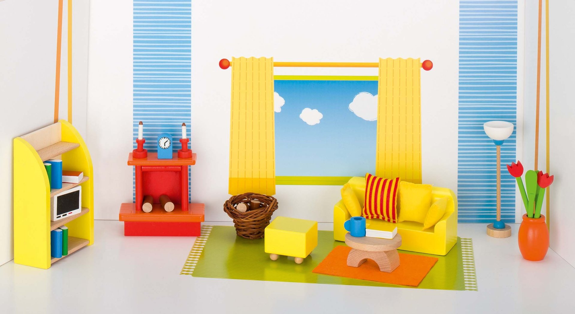Goki Puppenhausmöbel Wohnzimmer modern