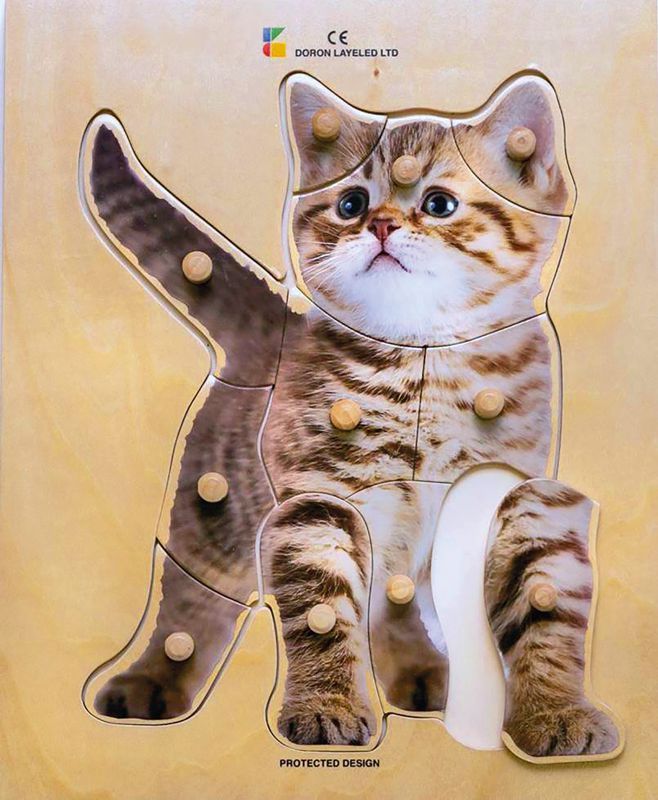 Holz-Puzzle realistisch, Katze