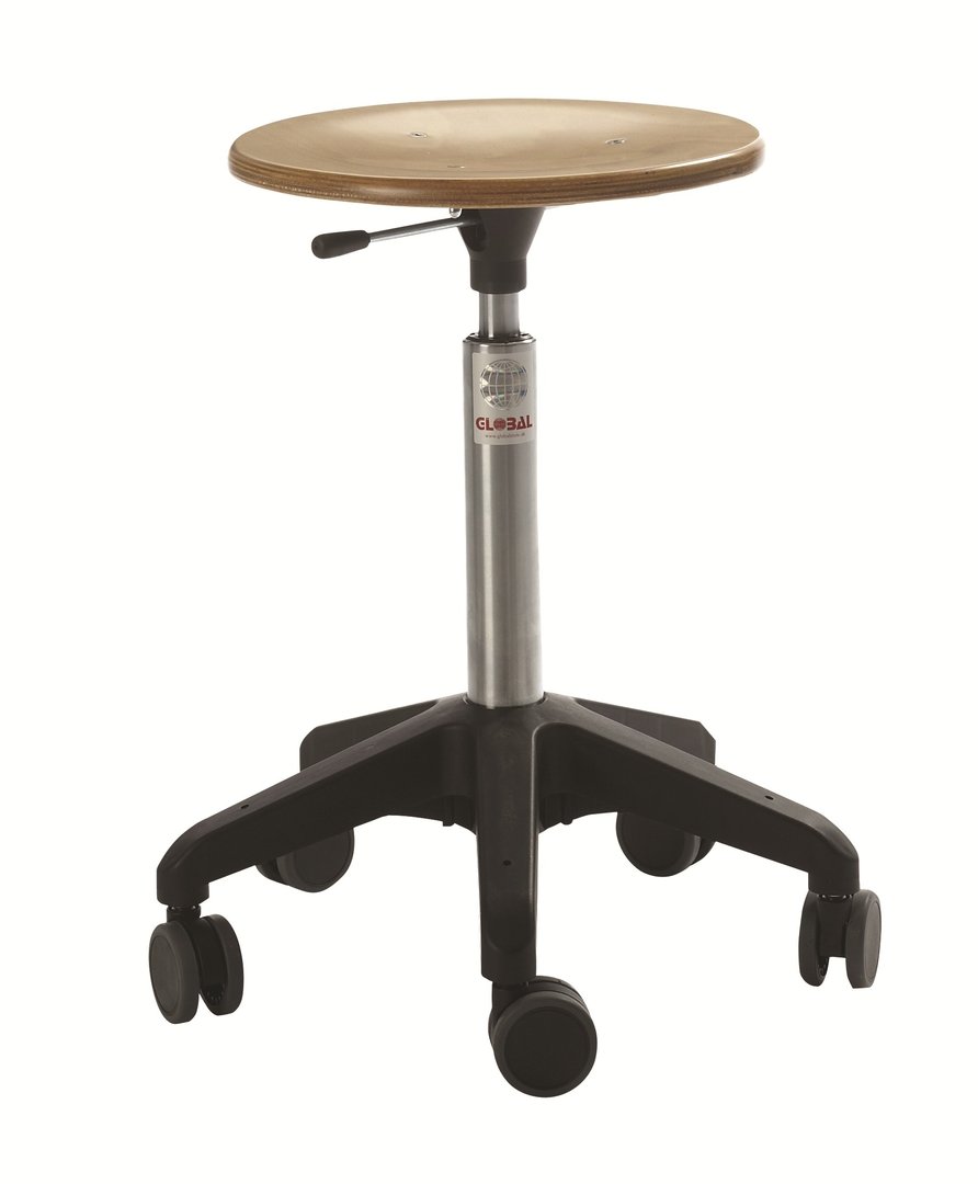 Rollhocker Jupiter mit Holzsitz, 4 Sitzhöhen