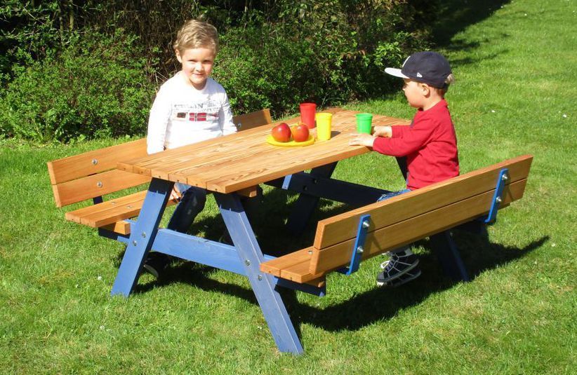 Kinderpicknick-Sitzgruppe mit Lehne, 2 Sitzhöhen