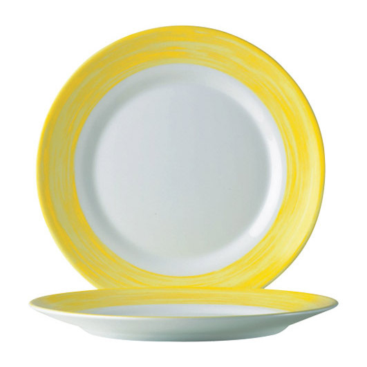 Teller flach 19,5 cm Hartglas Brush Yellow