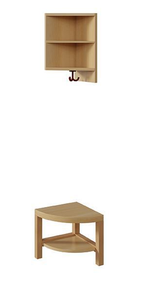 Außenecke komplett f.Garderobe mit Stütze, dopp. Ablage/Box, re. angestellt