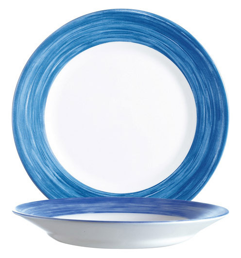 Teller tief 22,5 cm Hartglas Brush Blue Jean