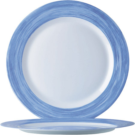 Teller flach 23,5 cm Hartglas Brush Blue