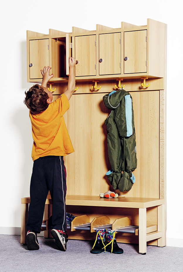 Komplettgarderobe, Ablage mit Türen, Paneel-RW, Alurost, 4-7 Plätze