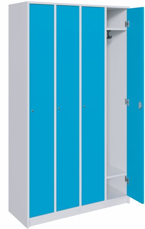 Spindschrank mit durchgehender Einheit, 4-reihig, Birke/Limonengras