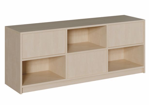 Raumteilerschrank mit wechselseitigen Fächern, Höhe 80 cm, Birke