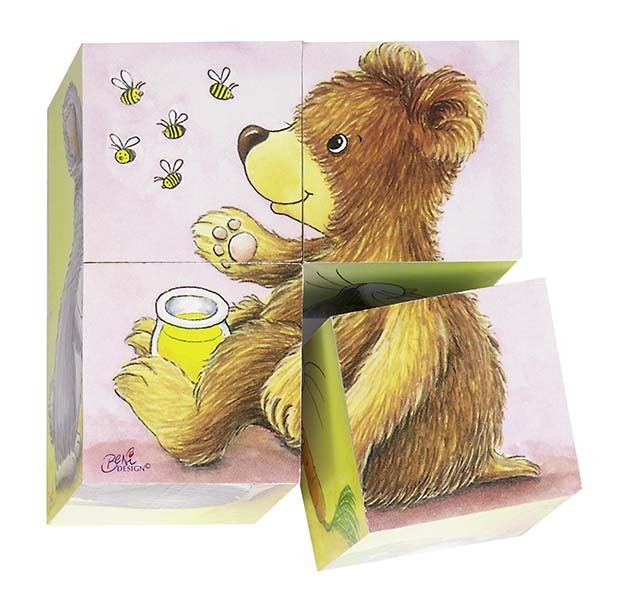 Würfelpuzzle Tierkinder 4 Würfel