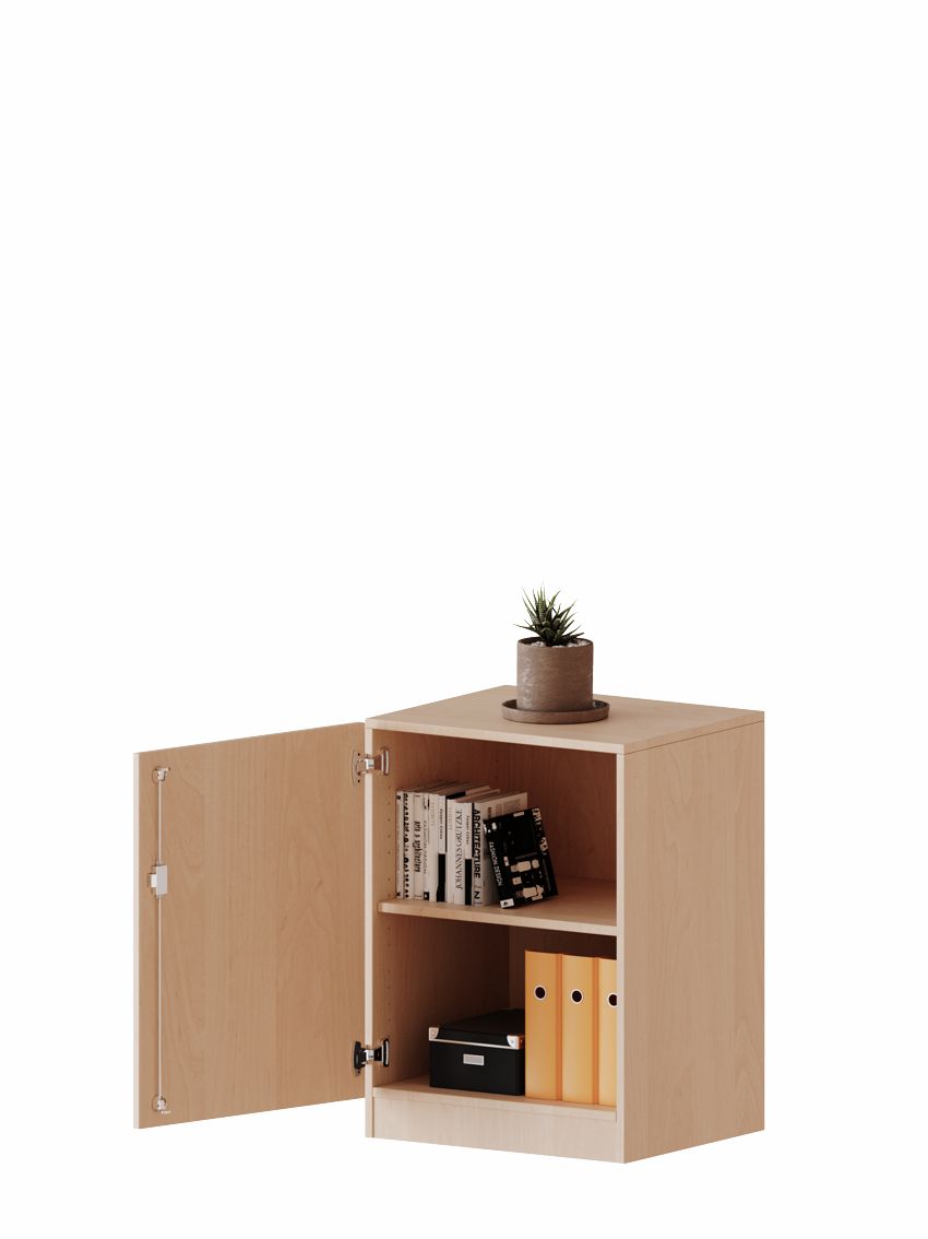 Schrank eintürig, 2 OH, Tür rechts oder links, 4 Dekore
