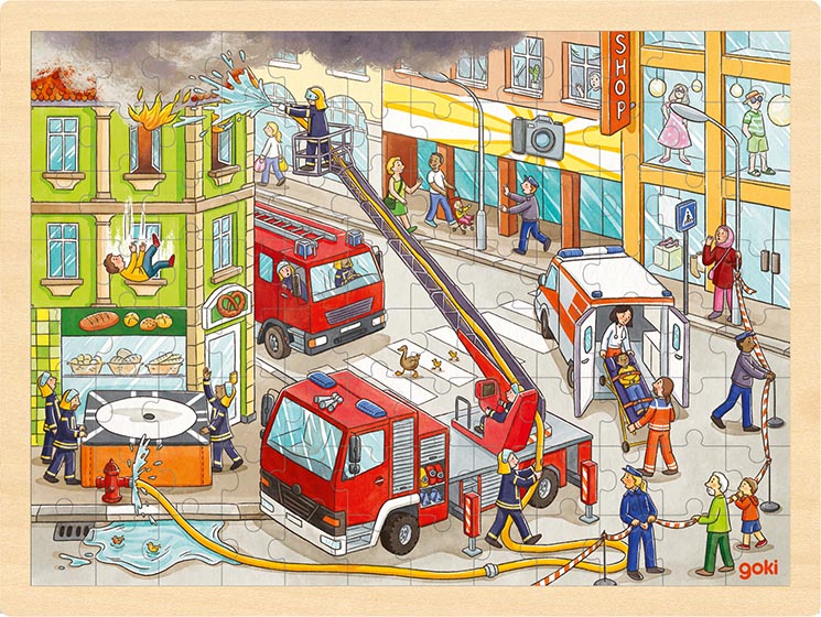 Einlegepuzzle Feuerwehreinsatz 96 Teile