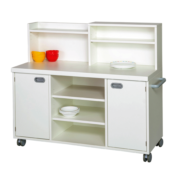 Servierwagen mit weißer Arbeitsplatte, 4 Dekore