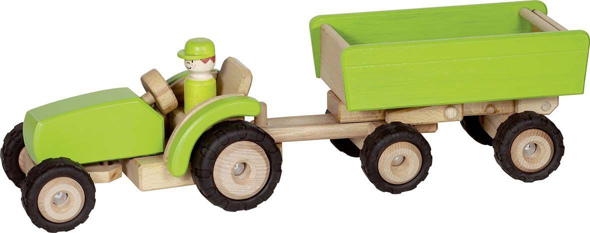 goki Traktor mit Anhänger grün