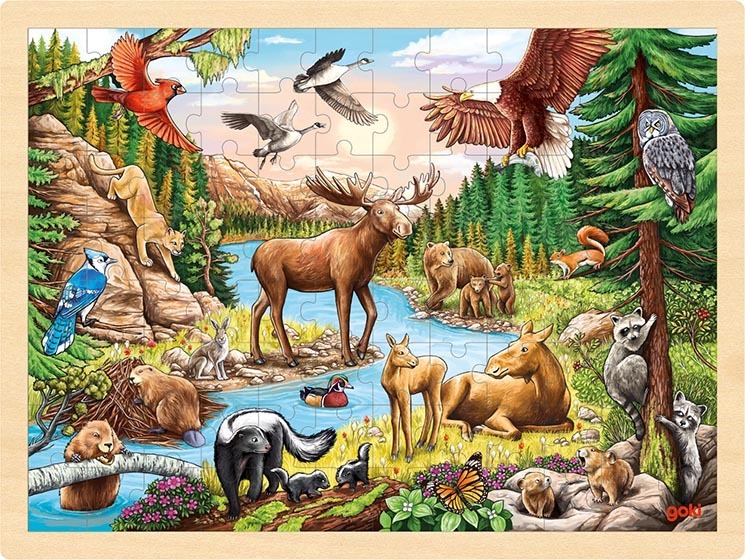 Einlegepuzzle Nordamerikanische Wildnis 96 Teile