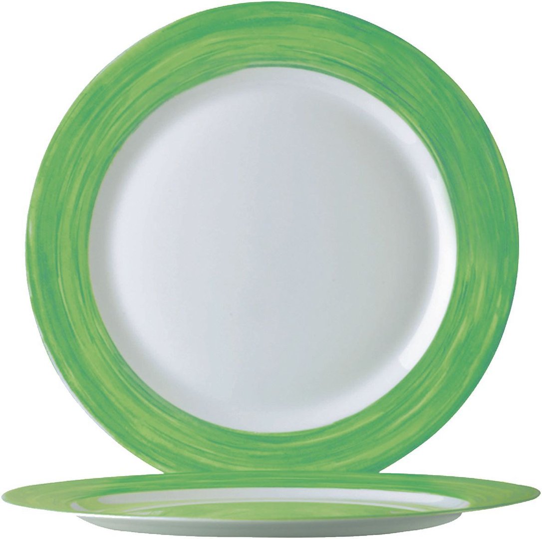 Teller flach 23,5 cm Hartglas Brush Green