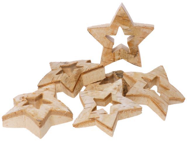 Naturholzscheiben Sterne outline 6er Set