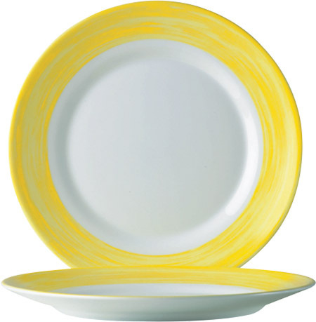 Teller flach 23,5 cm Hartglas Brush Yellow