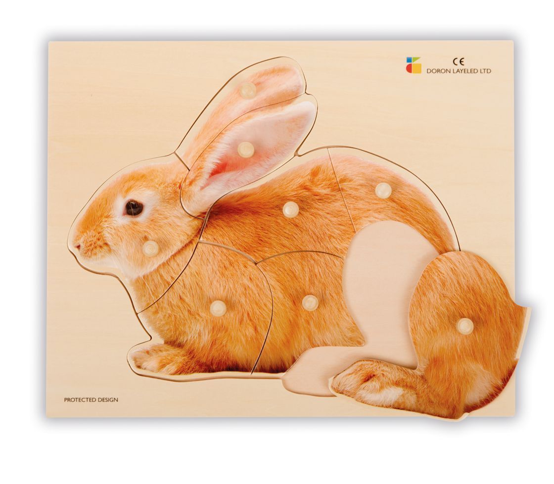 Holz-Puzzle realistisch, Hase