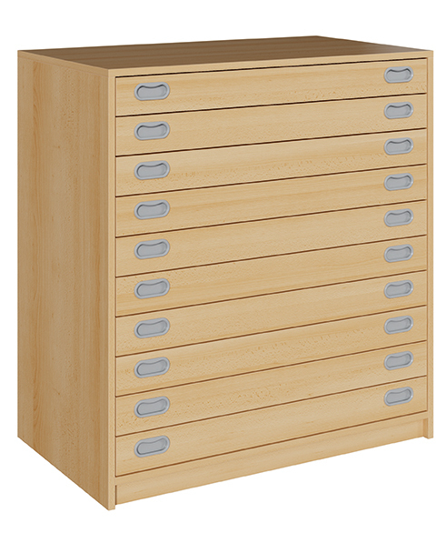 Papierschrank 102 cm breit, 10 Auszüge
