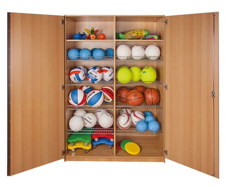 Sportschrank mit 8 Ballkörben, 4 Dekore