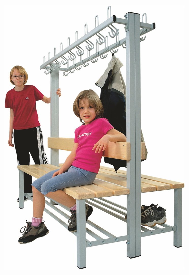 Doppelseitige Sitzbank, Haken nach vorne, Höhe 165 cm