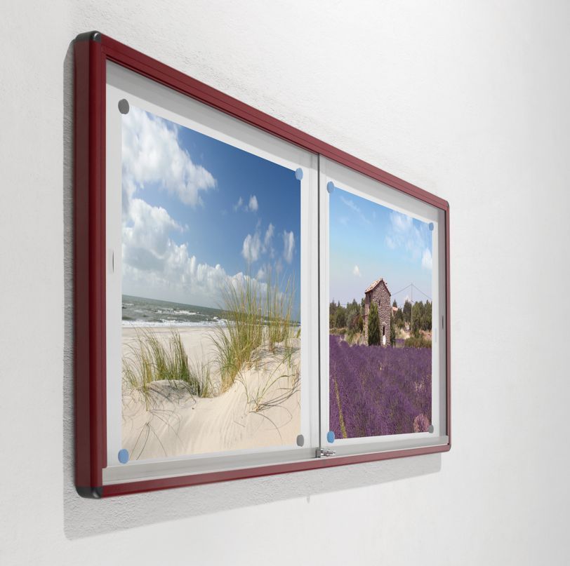 Alu Vitrine, Stahlrückwand, 195 x 96 cm, 7 Farben
