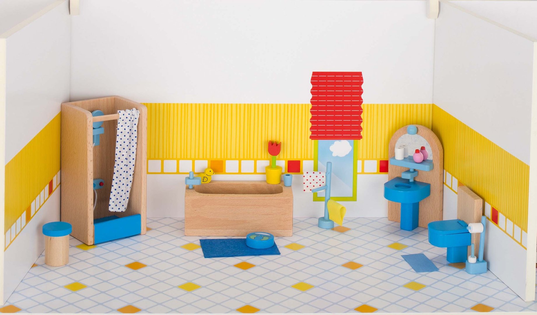 Goki Puppenhausmöbel Badezimmer modern