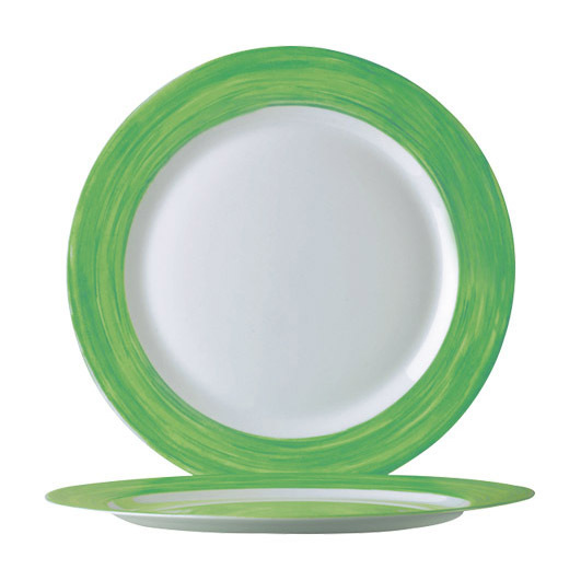 Teller flach 19,5 cm Hartglas Brush Green