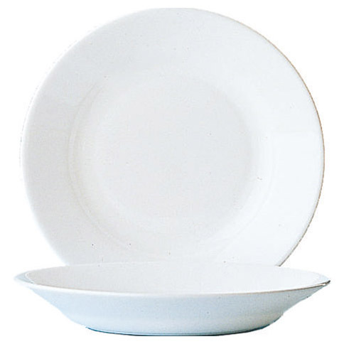 Teller tief 22,5 cm Hartglas Uni weiß