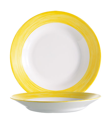 Teller tief 22,5 cm Hartglas Brush Yellow