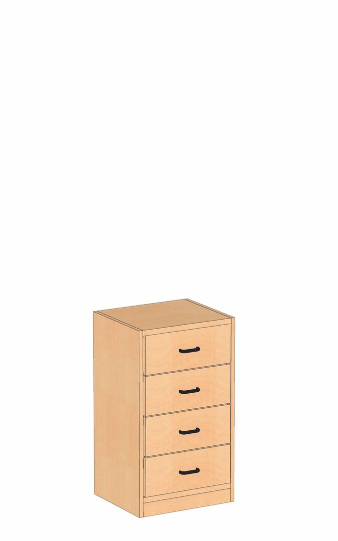 Schubladenschrank 1-reihig, 4 Schübe, Tiefe 60 cm, Grau