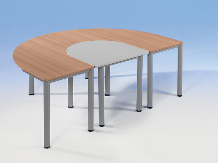 Tisch Halbes Oval, TH 70 cm, Grau