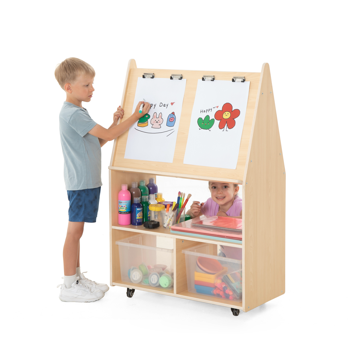 Mobile Staffelei für bis zu 4 Kinder