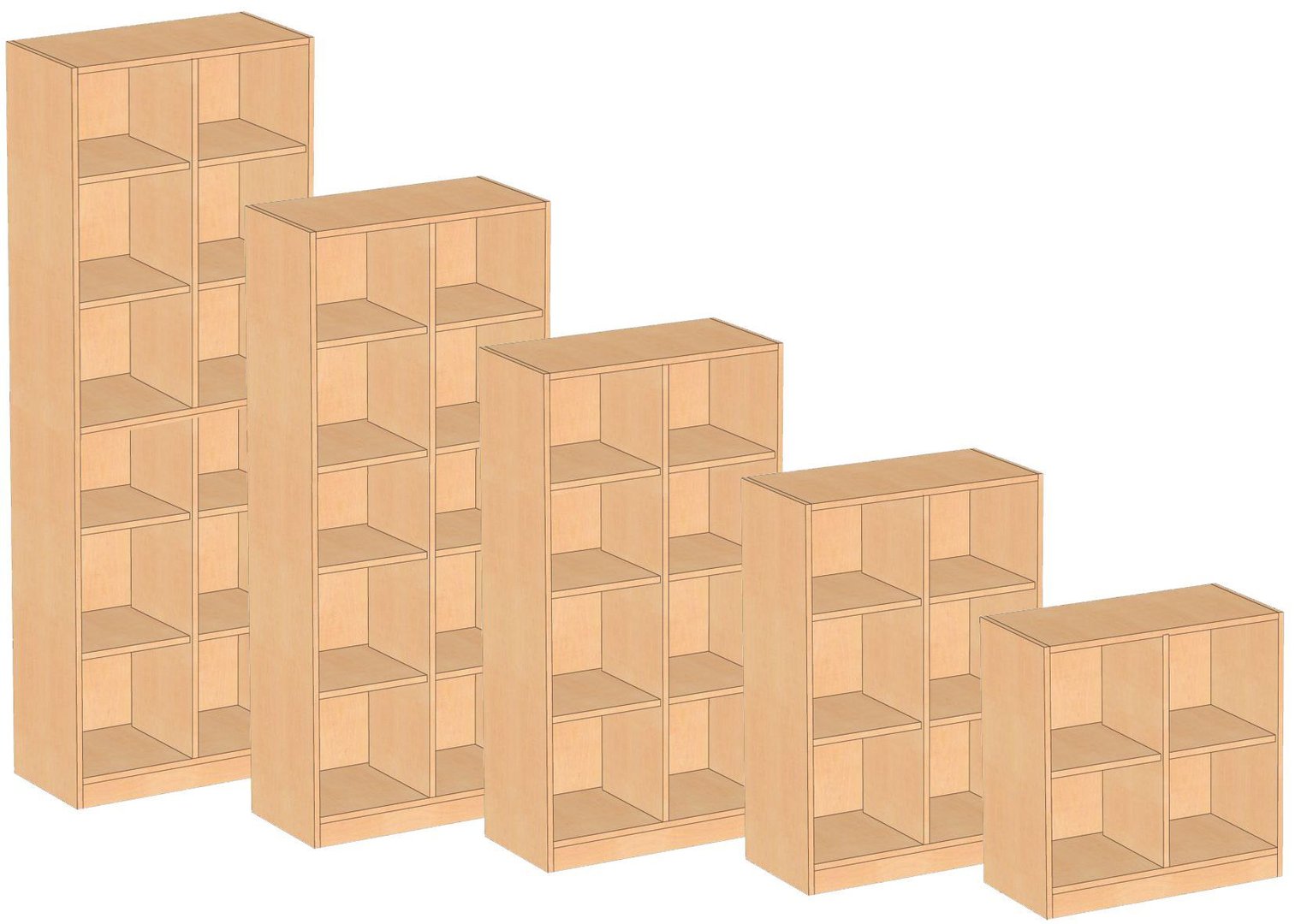 Aktenregal mit Mittelwand, 100 cm, 4 OH, Tiefe 40 cm, Buche hell