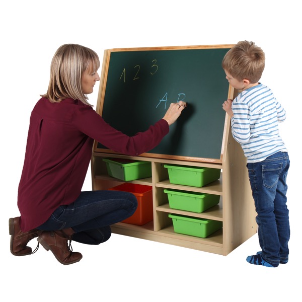 Regalkombination mit Kreidetafel und Magnetboard