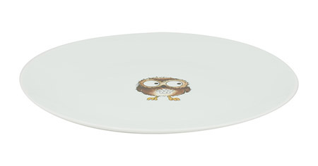 Teller flach 21 cm Porzellan, Eule