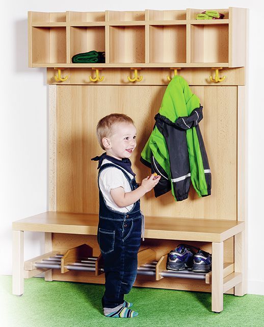 Komplettgarderobe, einfache Ablage, Paneel-RW, Alurost, 4-7 Plätze