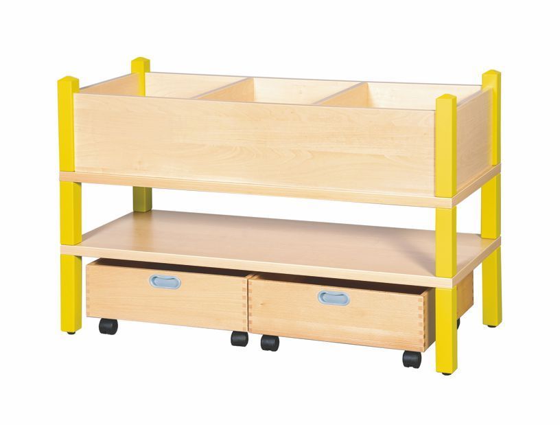 ST Bücher- und Spielregal mit 2 Rollkästen