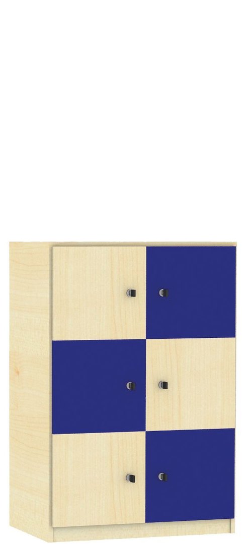 Schließfachschrank Höhe 120 cm, 2x3 Fächer, Birke