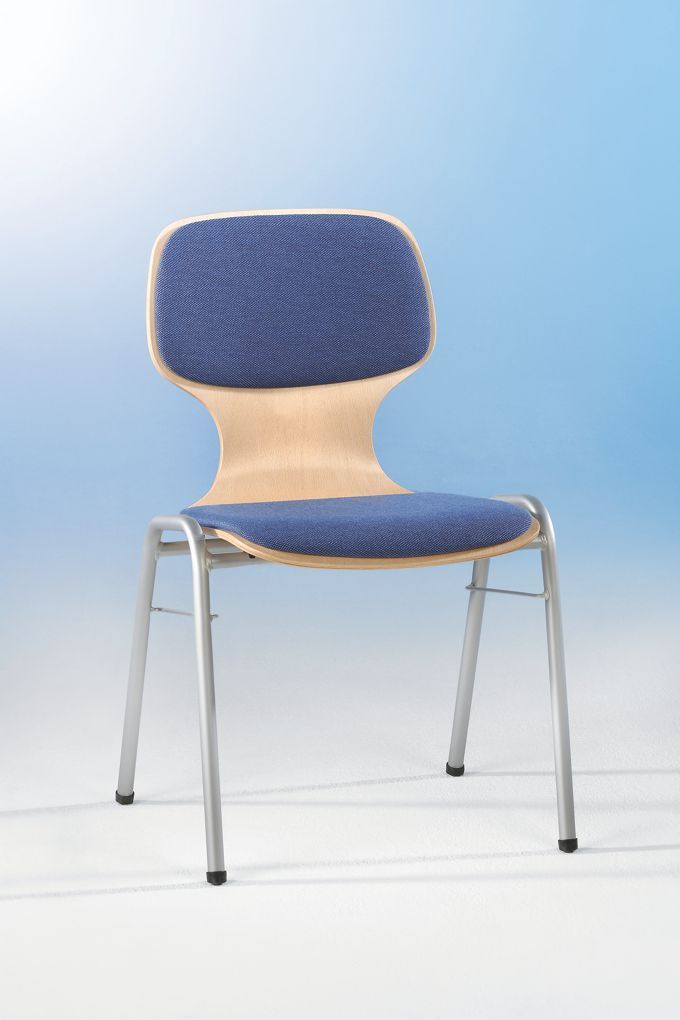 Stuhl Modell 14 mit Sitz- und Rückenpolster, Dunkelblau