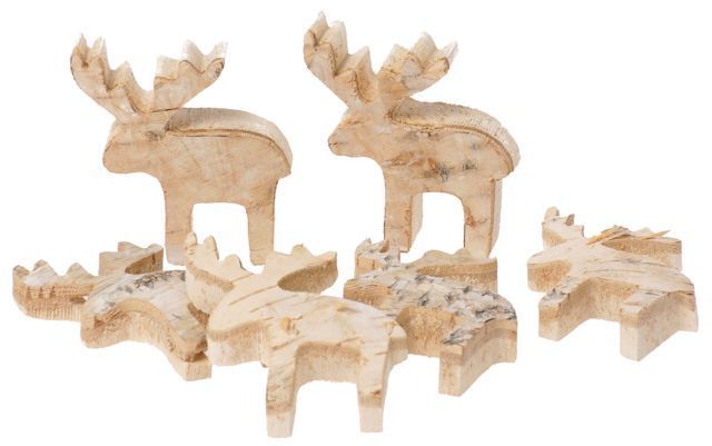 Naturholzscheiben Elche 6er Set