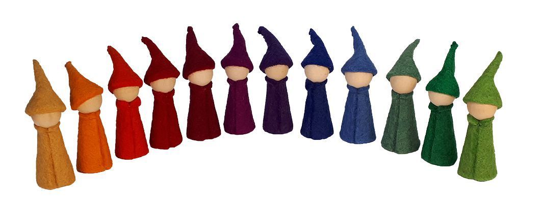 Gnome aus Filz/Holz 12 Teile