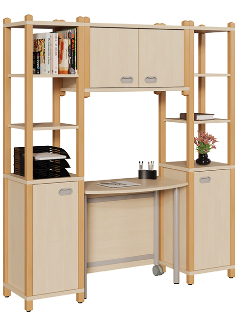 ST Regalarbeitsplatz mit fahrbarem Schreibtisch