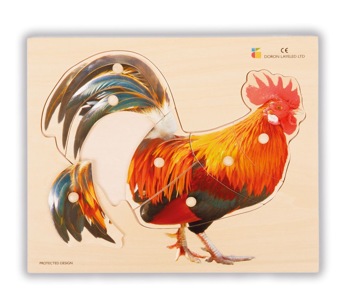 Holz-Puzzle realistisch, Hahn