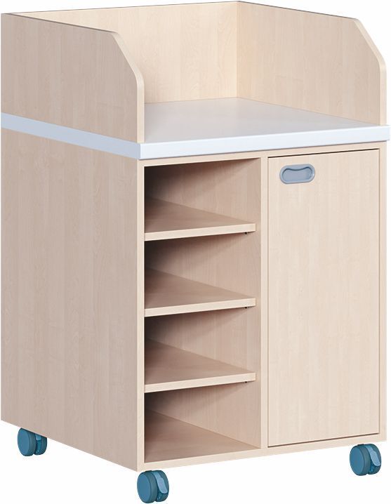 Wickelkommode fahrbar, Regal/Tür re., Tiefe 91 cm