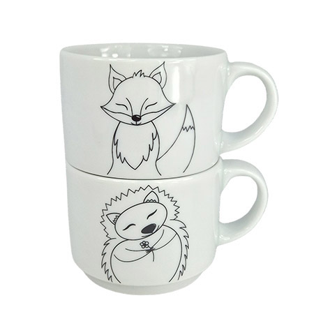 Obertasse Waldbande 18 cl Porzellan, 2 Motive