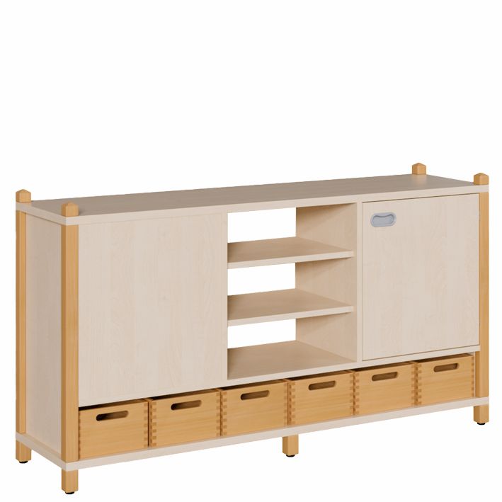 ST Raumteilerschrank 80 cm, 2 Türen/Regal/6 Kästen