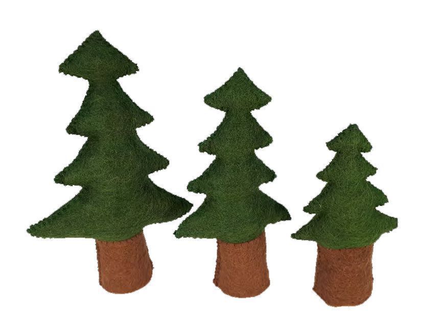 Tannenbäume aus Filz/Holz 3 Teile